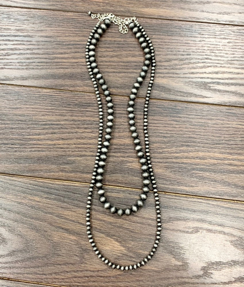 30" Long, Layered 2-strand Navajo Pearl Necklace