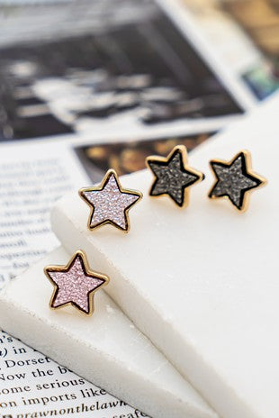 Faux druzy star stud earrings