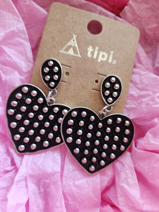 Western Bubble Heart Stud Earrings