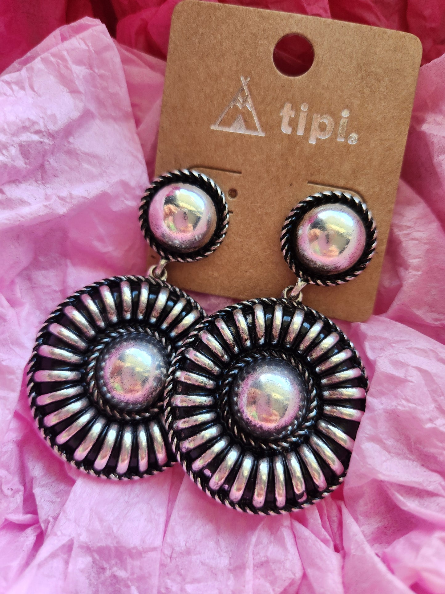 Western Concho Bubble Stud Earrings