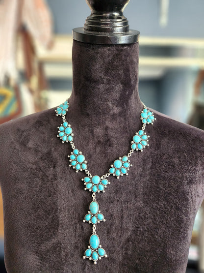 Flower lariat necklace with earring