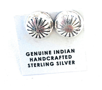 Navajo Sterling Silver Concho Stud Earrings