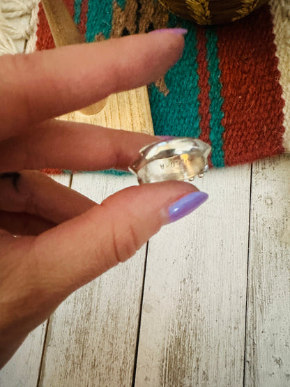 Zuni Sterling Silver & Turquoise Needlepoint Band Ring