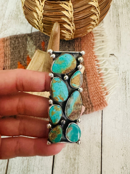 Navajo Royston Turquoise & Sterling Silver Adjustable Ring by Jacqueline Silver