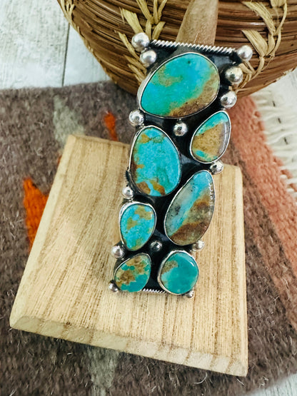 Navajo Royston Turquoise & Sterling Silver Adjustable Ring by Jacqueline Silver