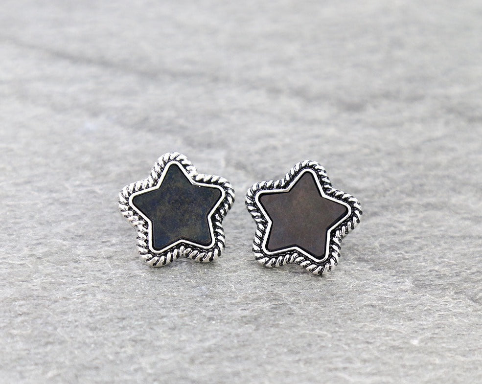 Western Star Stone Stud Earrings