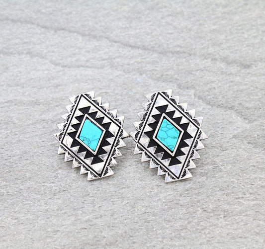 Western Aztec Stone Stud Earrings