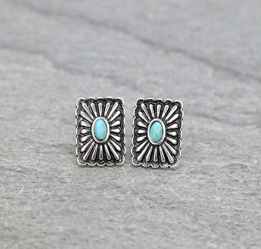 Western Concho Stud Earrings