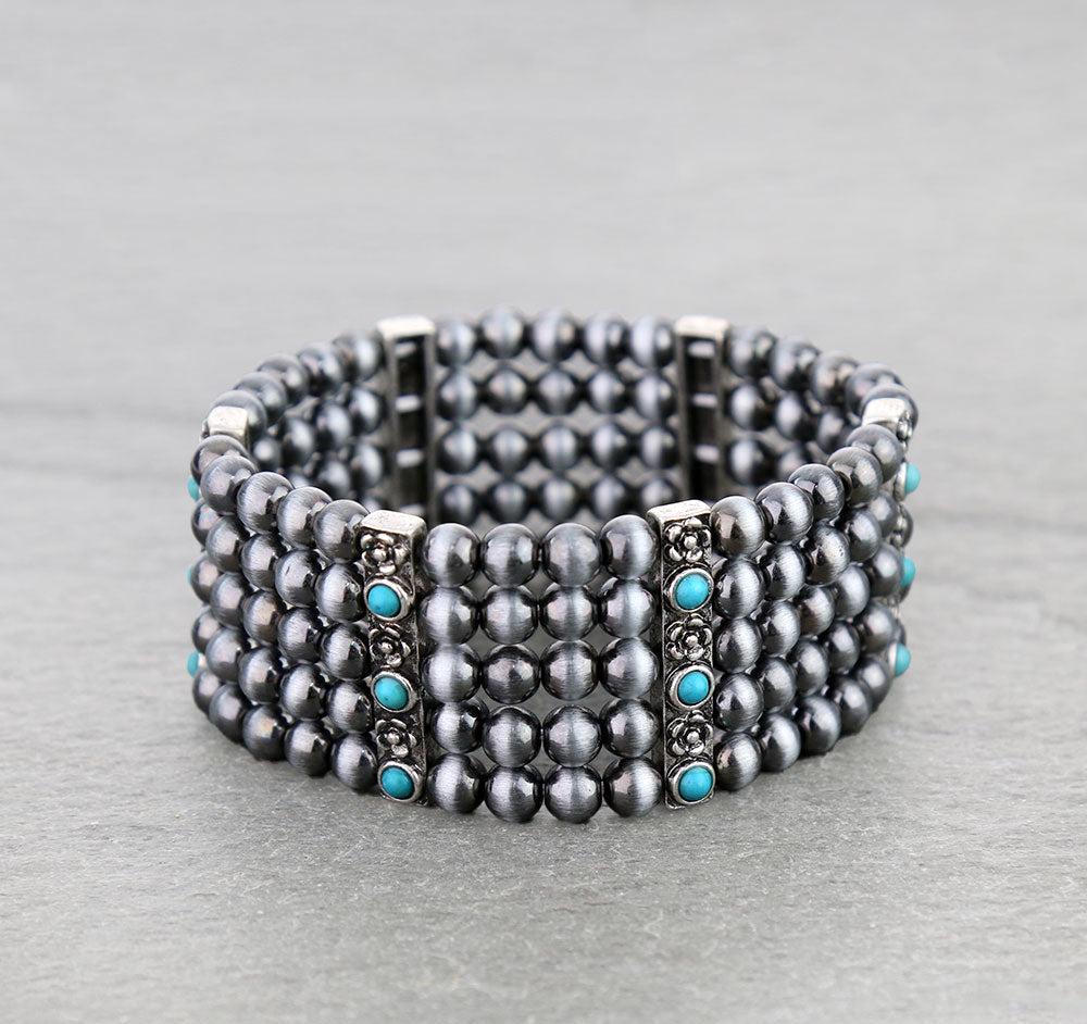 Western Navajo Style Pearl Stretch Bracelet