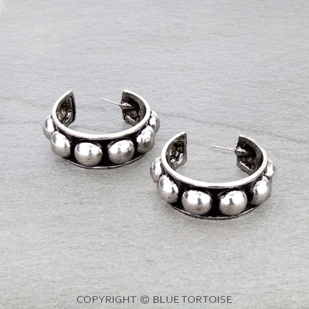 Western Metal Bubble Hoop Earrings