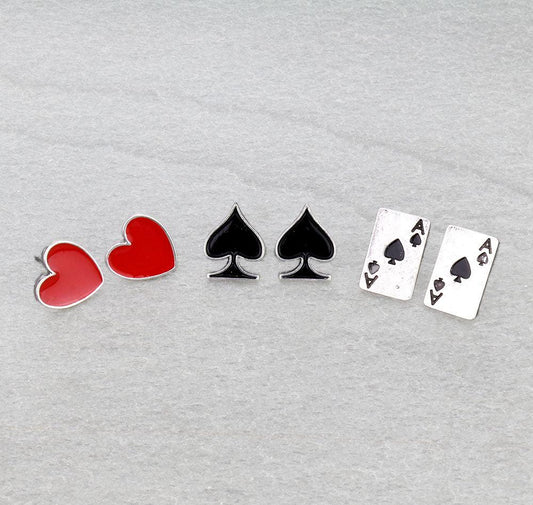 3 Pair Poker Earring Set