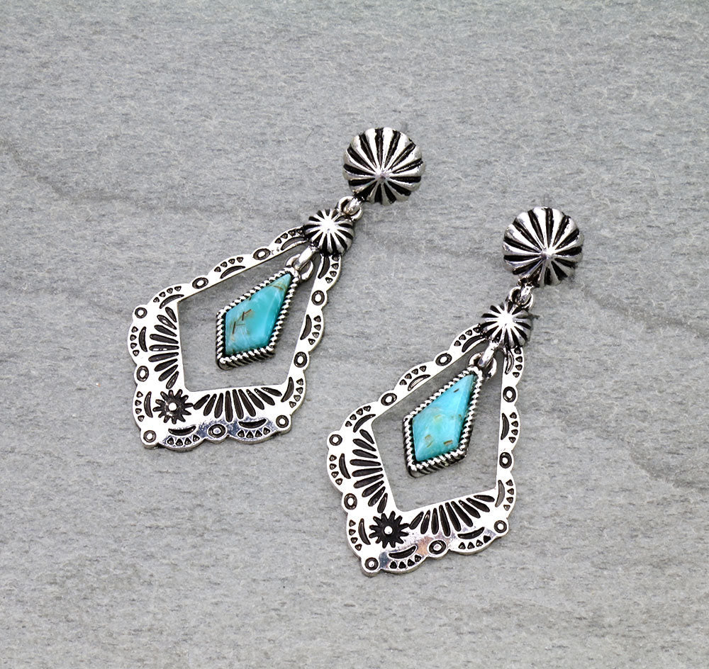 Western Aztec TXR Stone Stud Earrings