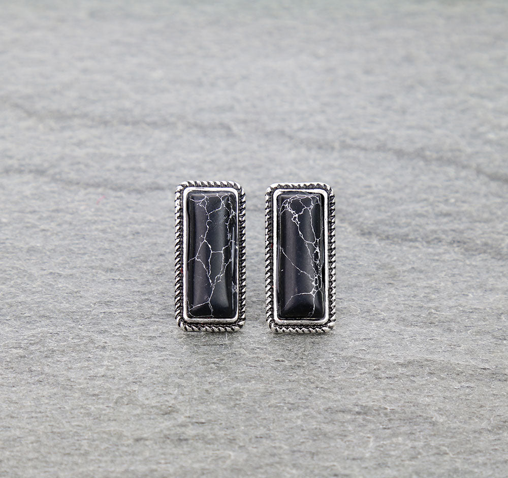 Western Bar Stone Stud Earrings