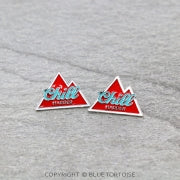 Epoxy Logo Stud Earrings  Red Color