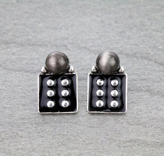 Dice Enamel Stud Earrings