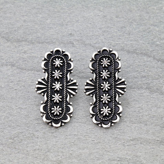 Western Oval Concho Stud Earrings