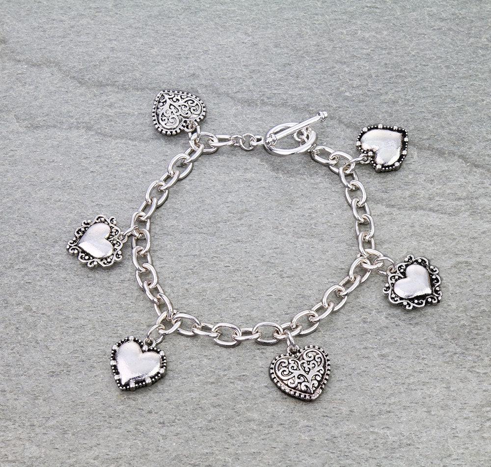 Tailored Heart Charm Toggle Bracelet