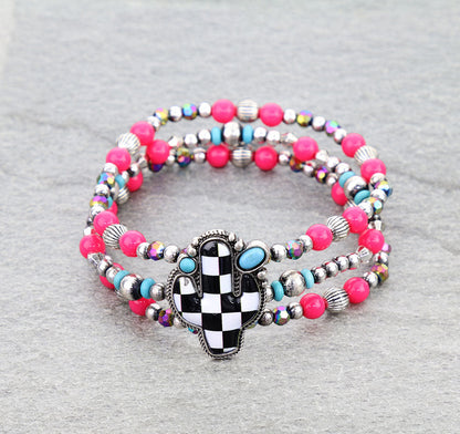 Western Checker Cactus Stretch Bracelet