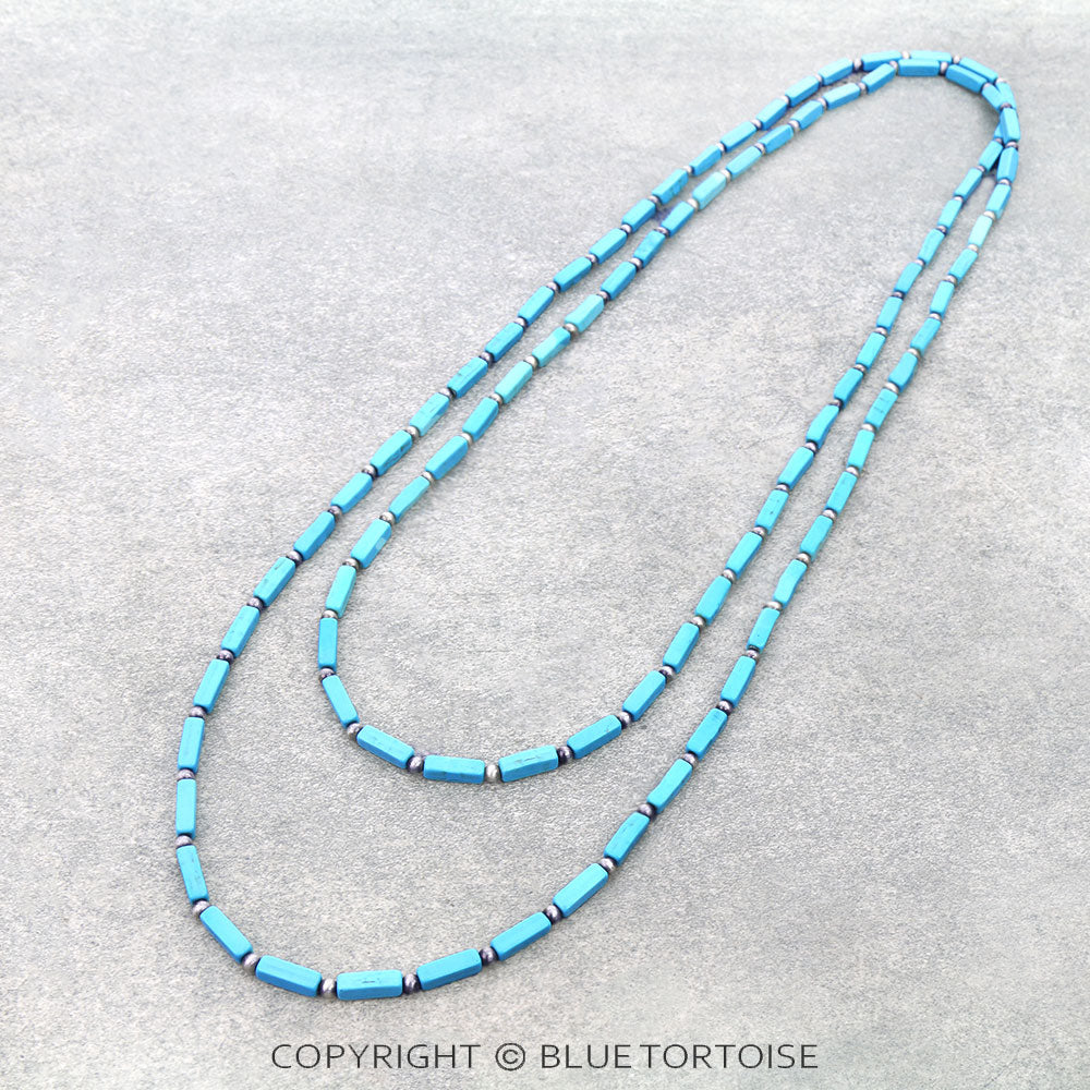 Western Rectangle Stone Bead Necklace