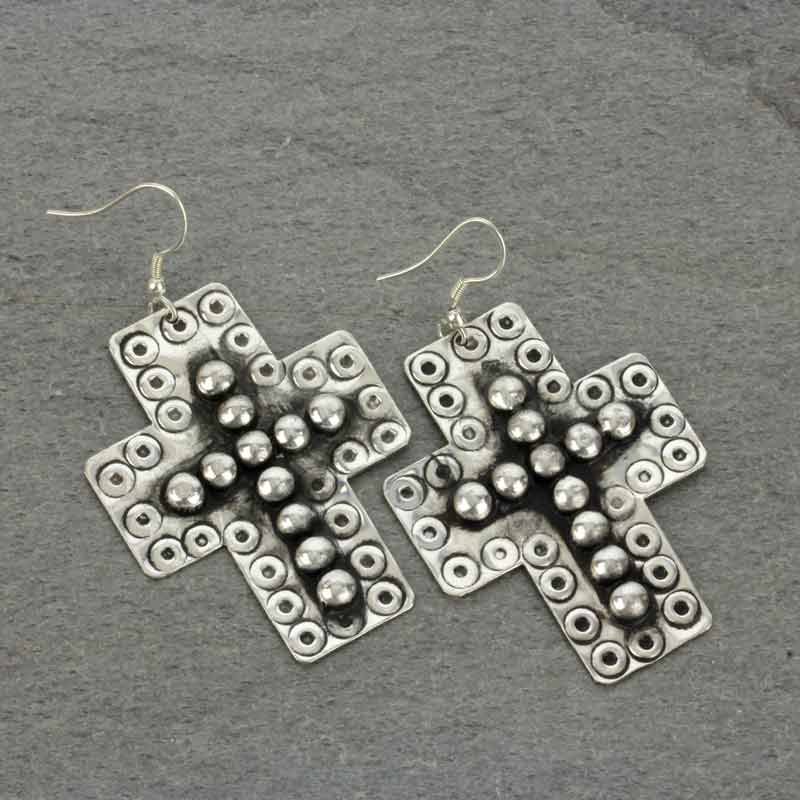 Handmade Cross Fish Hook Earrings