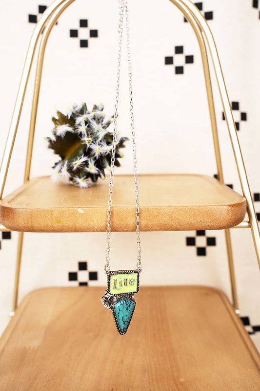 LITE'S THE GREATEST TURQUOISE AND SILVERTONE NECKLACE