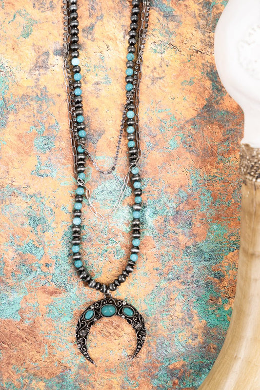 TURQUOISE CRAWFORD CREEK NAJA LAYERED NECKLACE