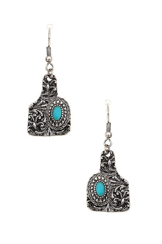 OVAL ETCHED ACCENT DROP EARRING