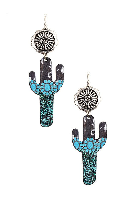 MIX PRINT CACTUS DANGLE EARRING