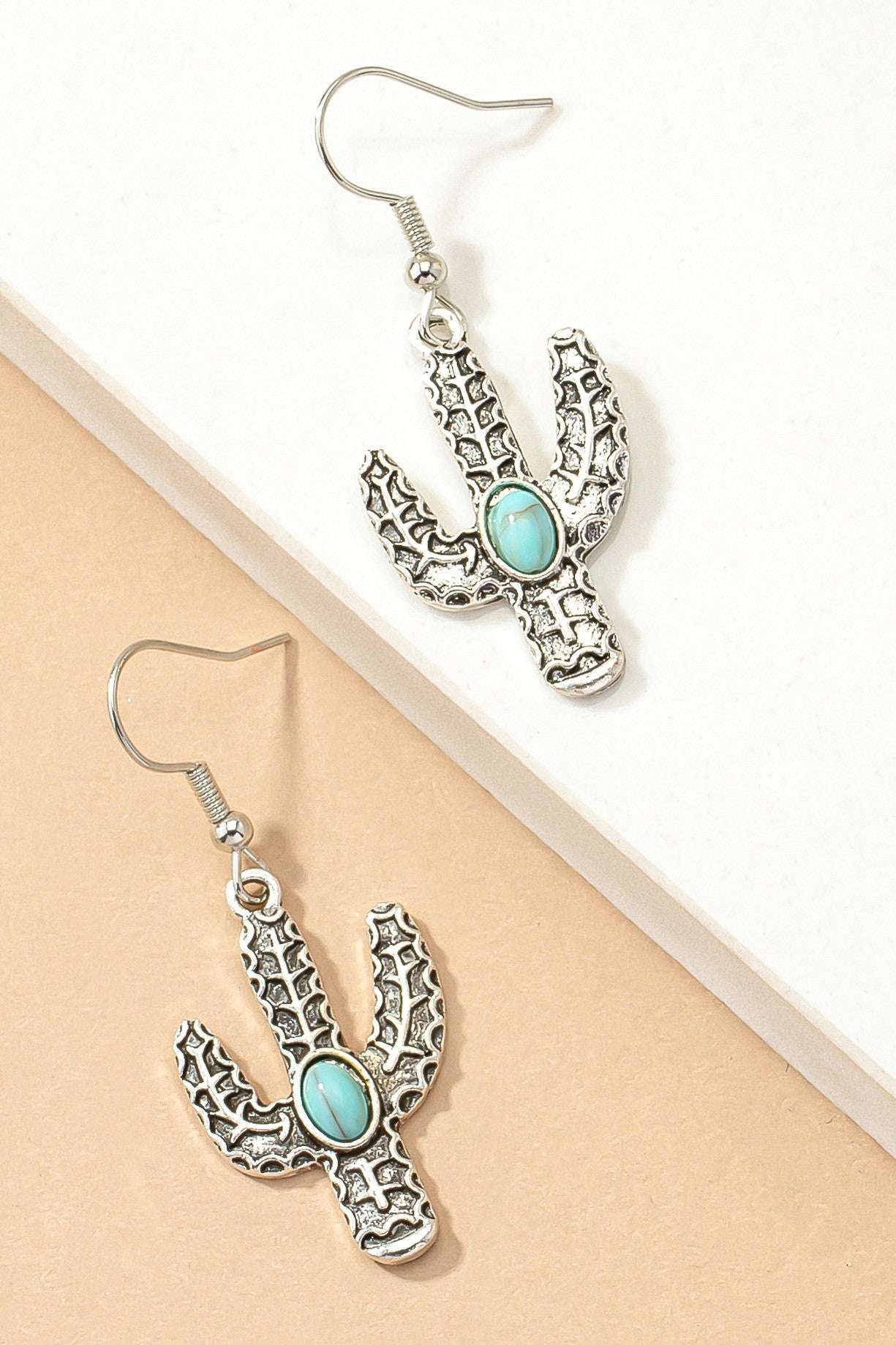 Western metal cactus drop earrings