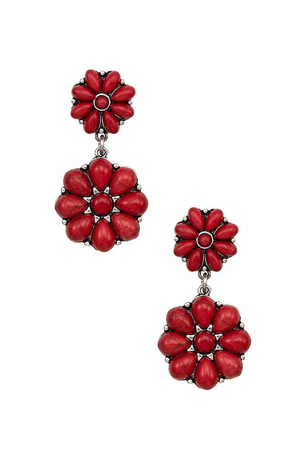 FLORAL GEMSTONE CLIP ON EARRING