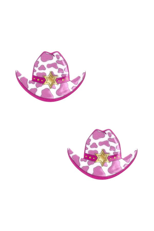 COW PRINT HAT POST EARRING