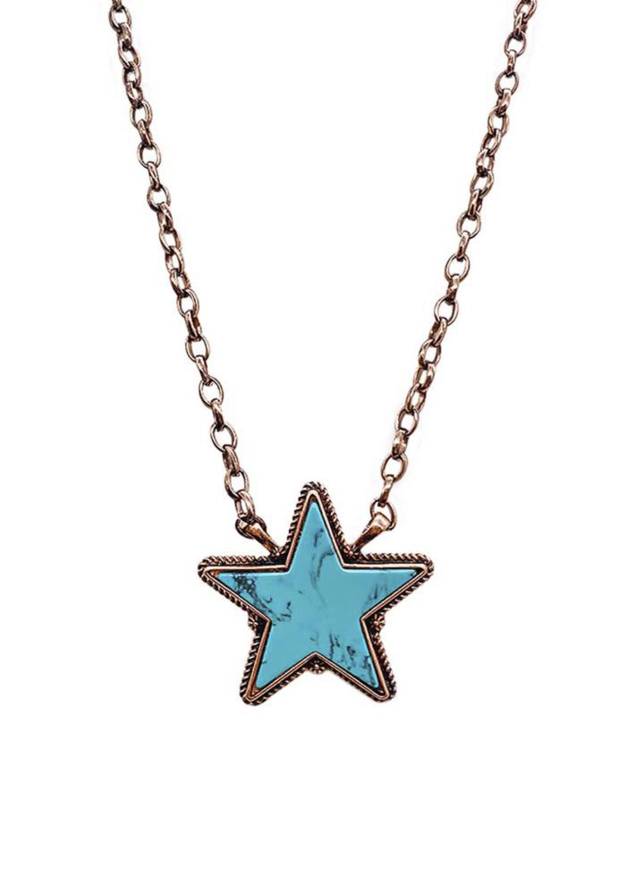 WESTERN STYLE TQ STONE STAR CHAIN NECKLACE