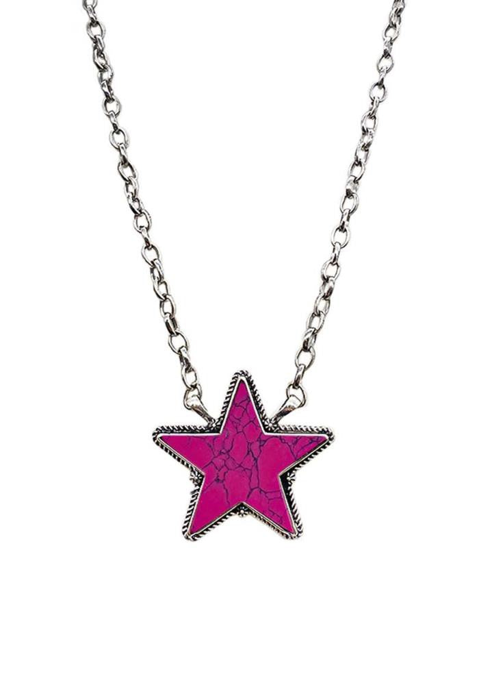 WESTERN STYLE TQ STONE STAR CHAIN NECKLACE