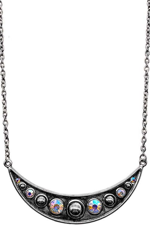 WESTERN CONCHO IRON CRESCENT RHINESTONE NECKLACE